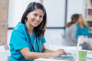 Young female doctor smiling.